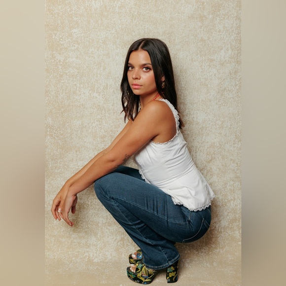 Vintage MaxMara Corset Lace Detail Button Up Tank Top Blouse - Picture 2 of 12